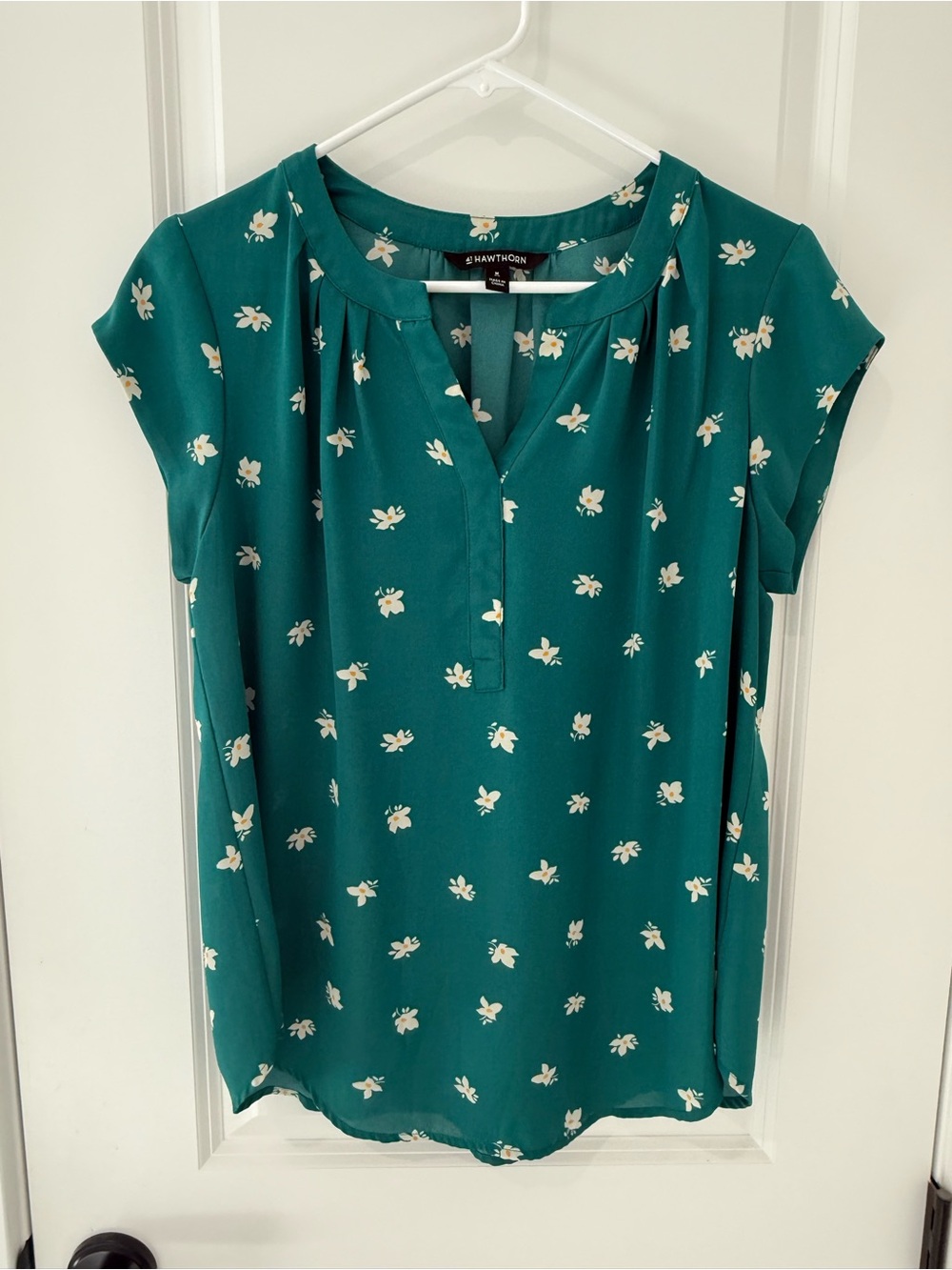 41 Hawthorn Teal Floral Split V-Neck Blouse